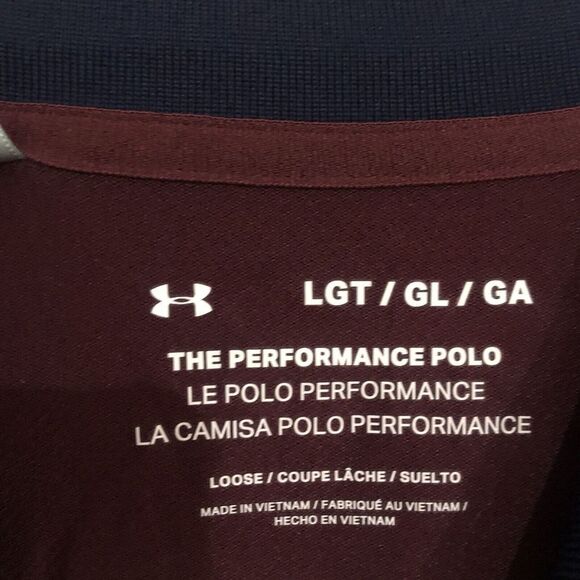 New Under‎ Armour Blocked “The Performance Polo” Golf Polo Large Maroon & Blue - Picture 4 of 7